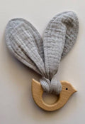Dove Birchwood Teether-Organic muslin