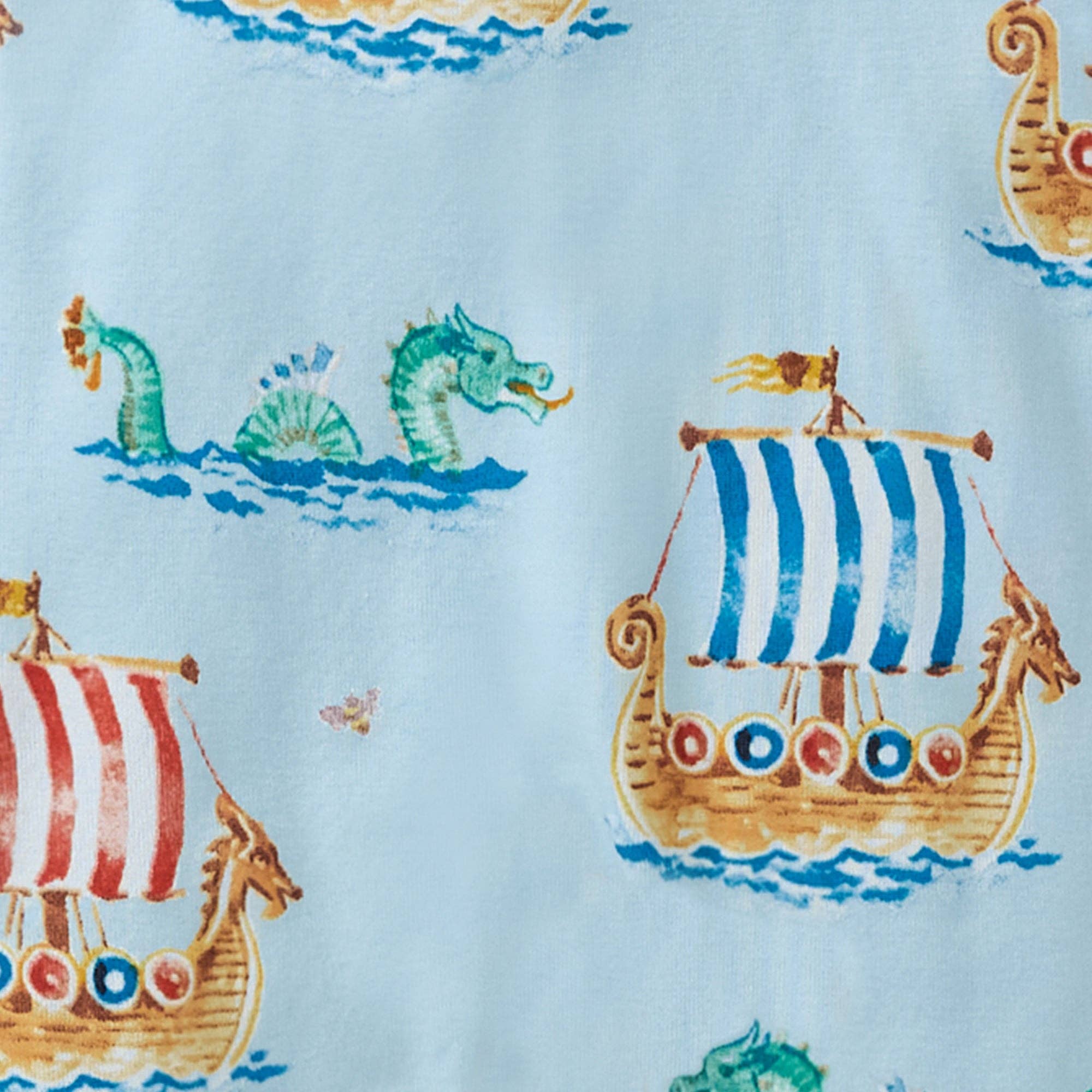 Nordic Hero & Viking Ships Organic Cotton Sleep & Play Footed