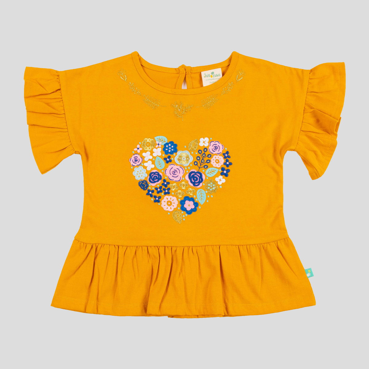 Ruffled Peplum T-Shirt for Toddler Girls - Tangerine