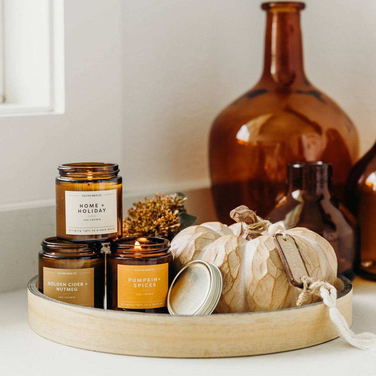 Golden Cider + Nutmeg - Mini Amber Jar Soy Candle