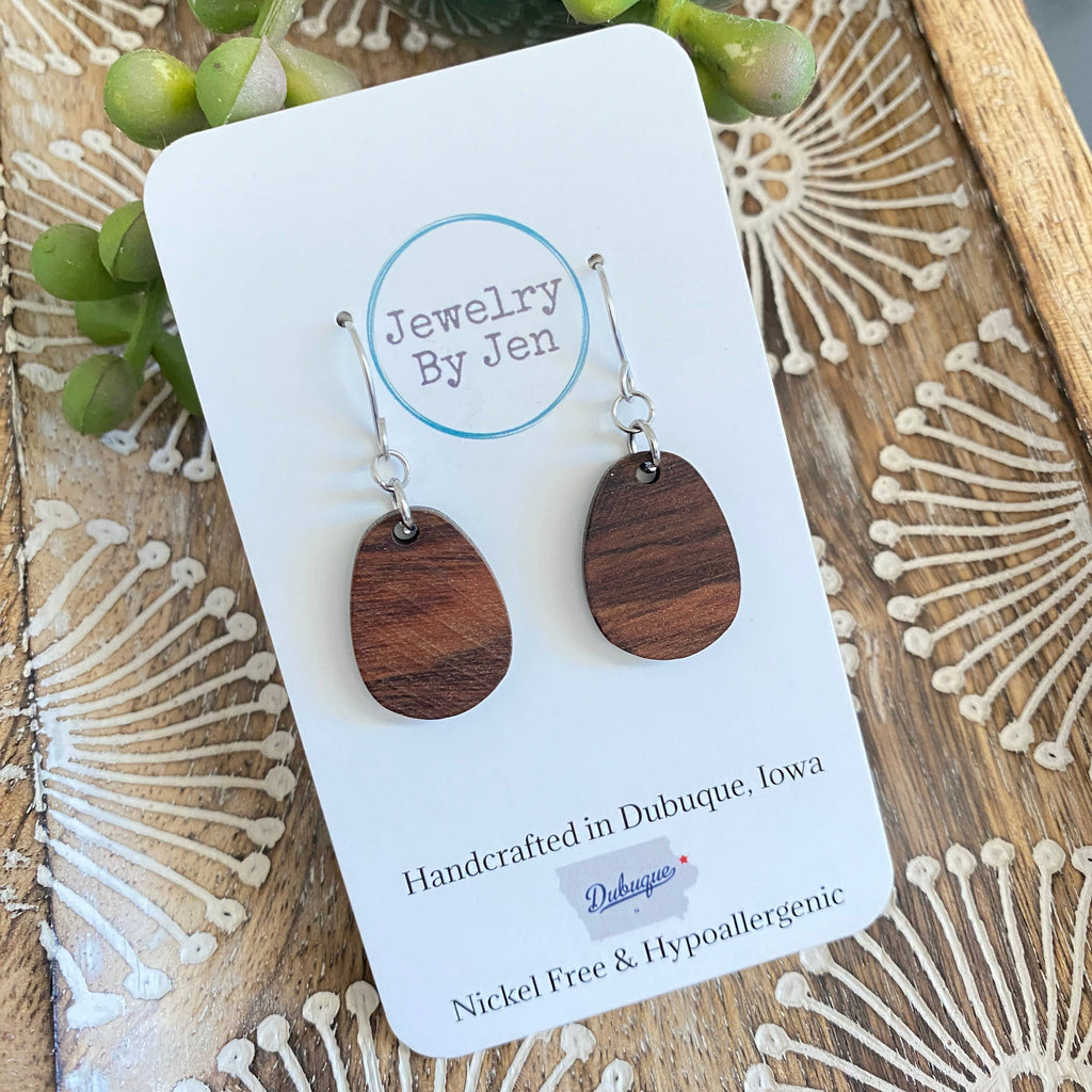 Wood Teardrop Earrings (Small)