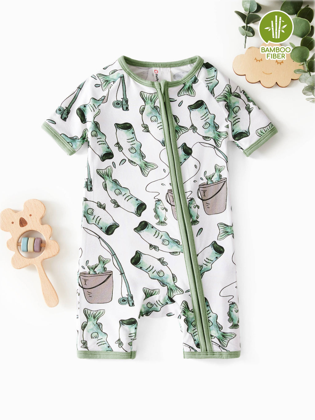 Bamboo Fiber Boy Zipper Bodysuit Pajamas