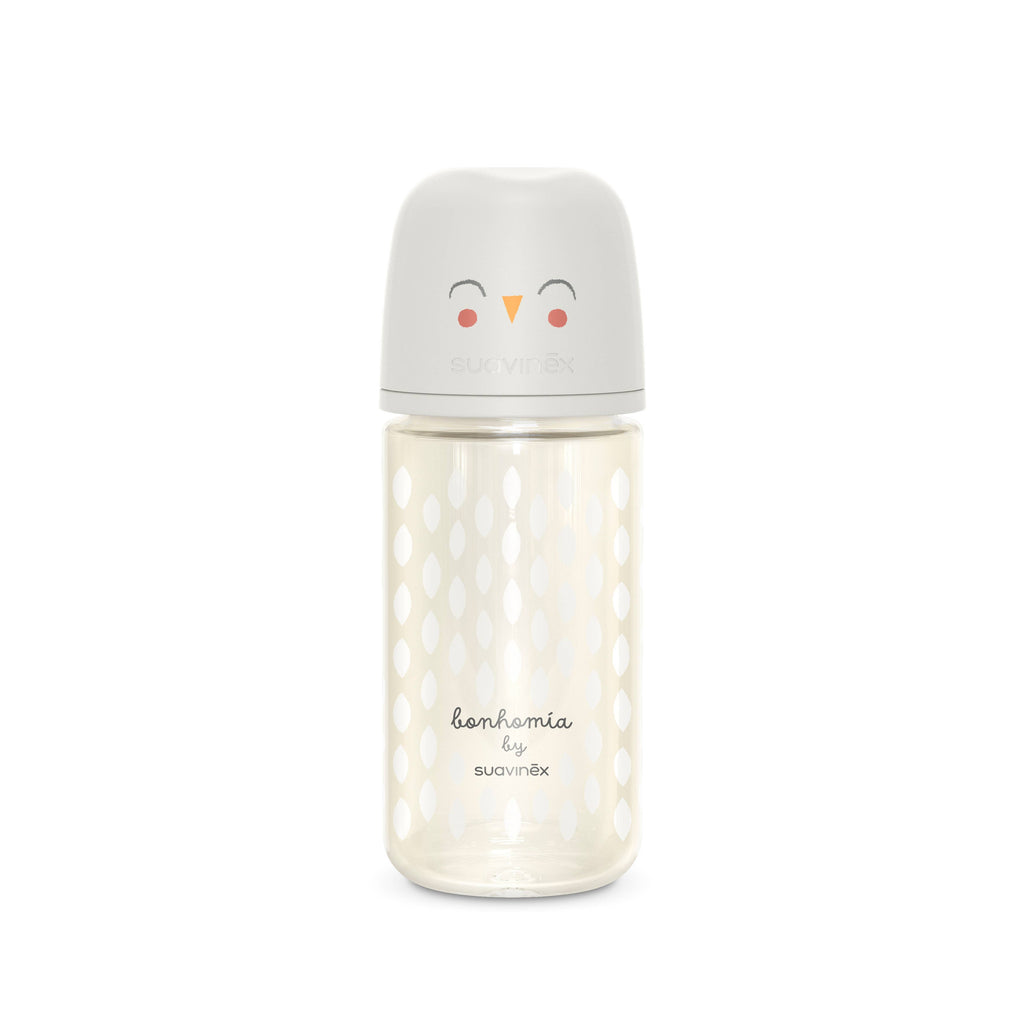 Suavinex Bonhomia SX PRO™ 8oz Glass Bottle, Med Flow -Beige