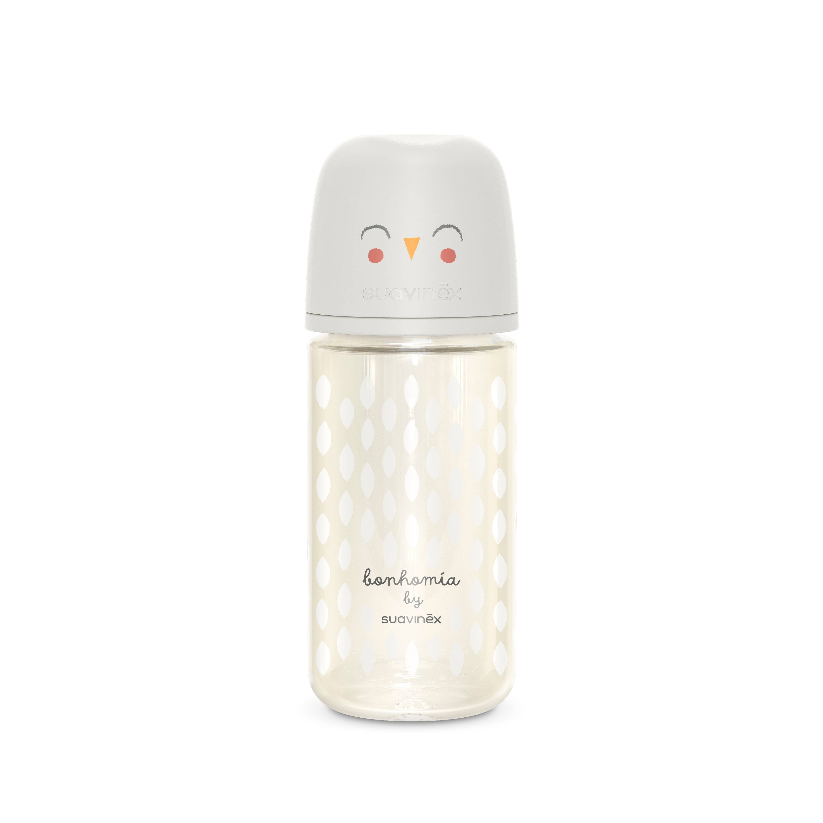 Suavinex Bonhomia SX PRO™ 8oz Glass Bottle, Med Flow -Beige