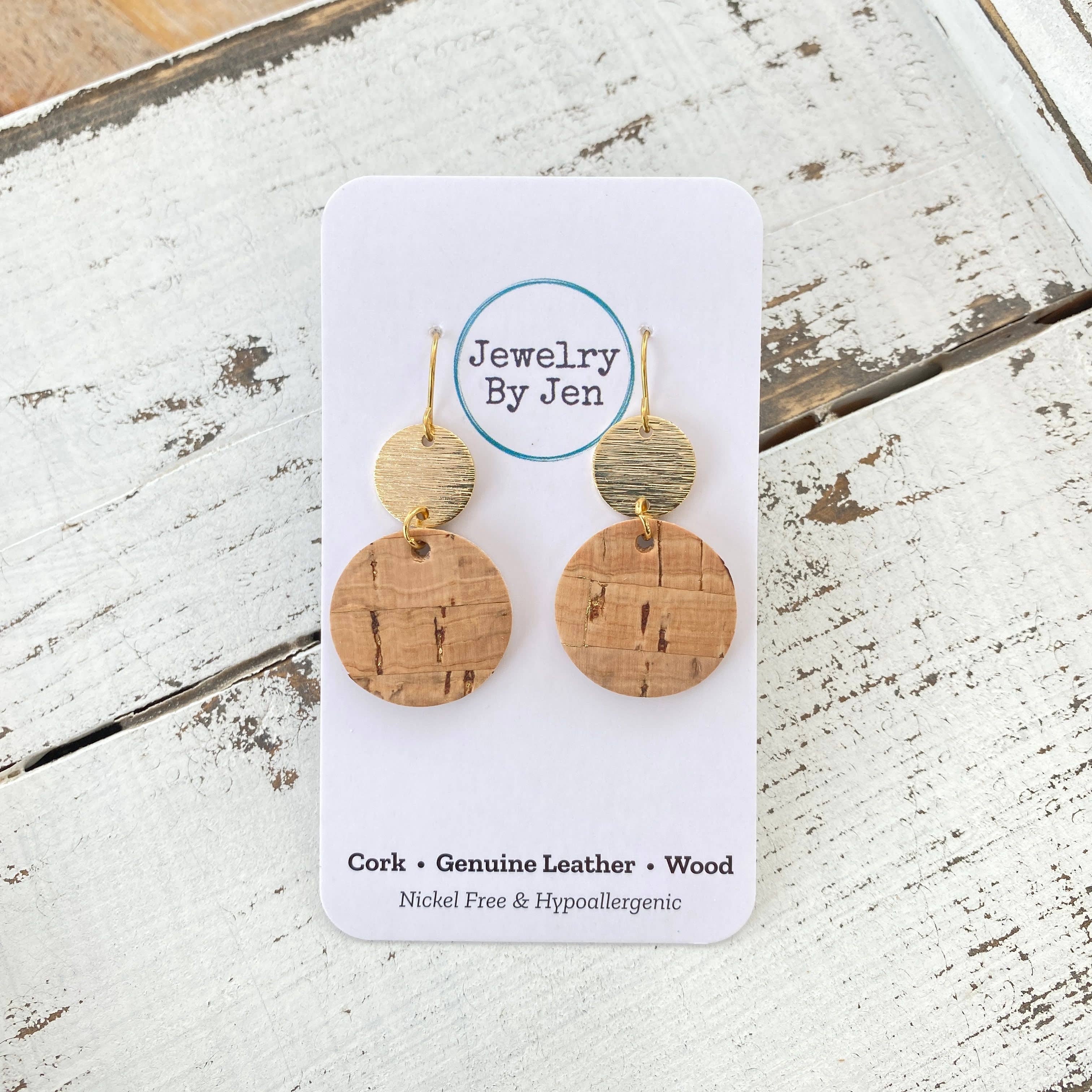 Cork w/Gold Accent  Earrings