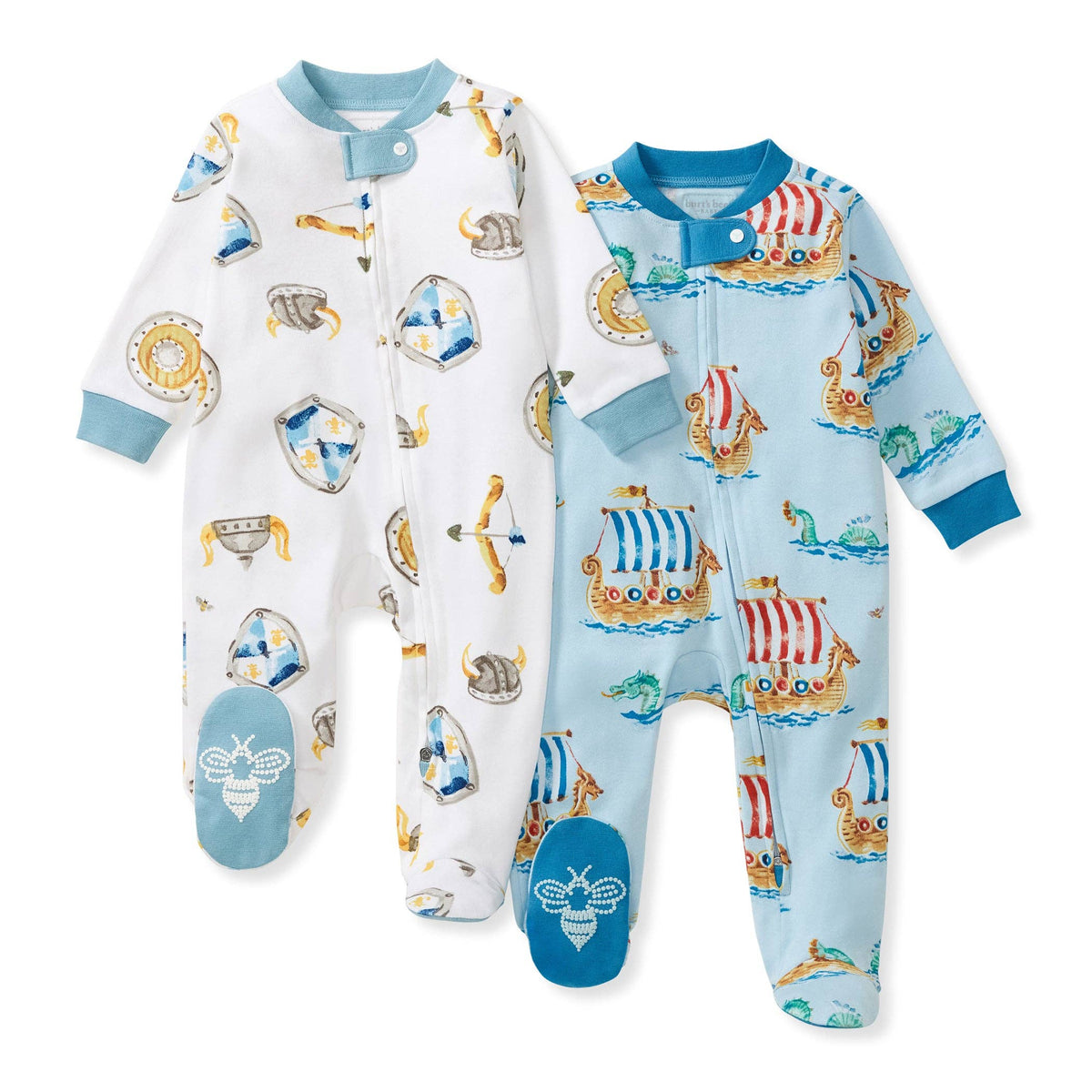 Nordic Hero & Viking Ships Organic Cotton Sleep & Play Footed