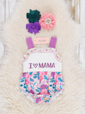 "I Love Mama" Floral Bubble Romper