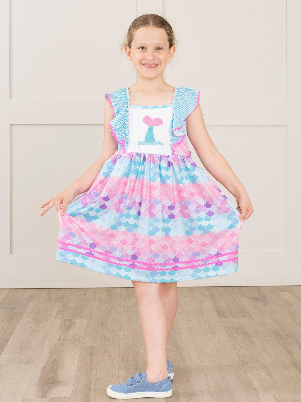 Mermaid Splash Ruffle Dress