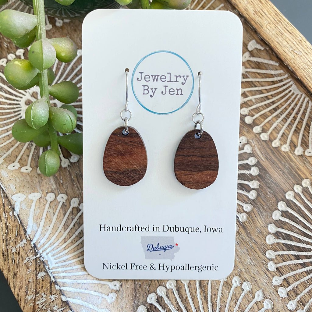 Wood Teardrop Earrings (Small)