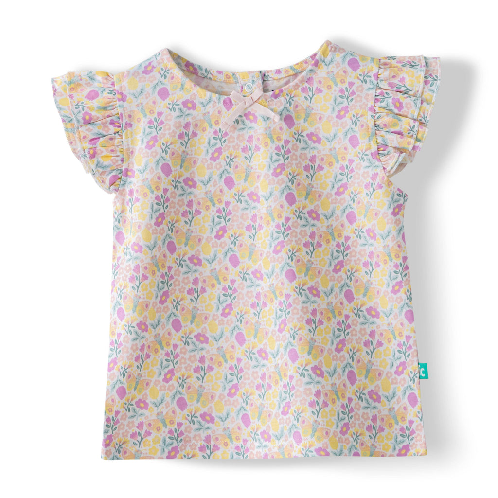 Toddler Girls’ Floral Ruffle Sleeve Top & Lace Trim Shorts Set