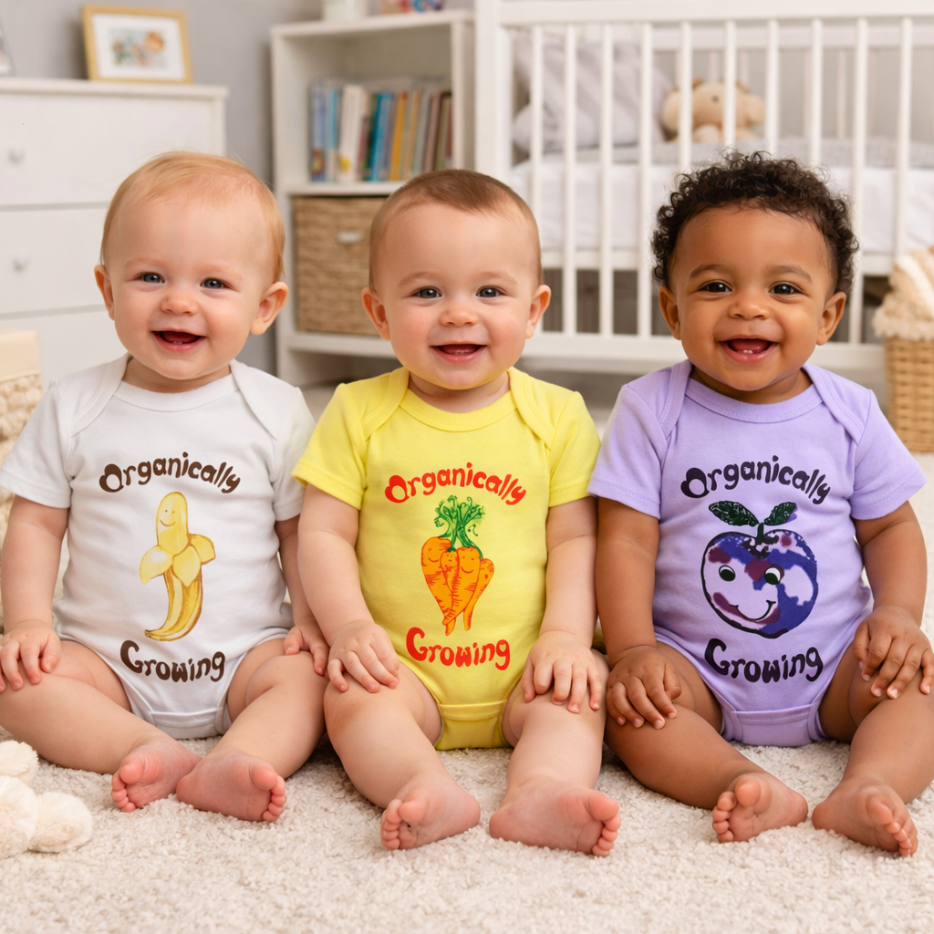Organic Cotton Long Sleeved Onesie/Bodysuit - Organically Growing
