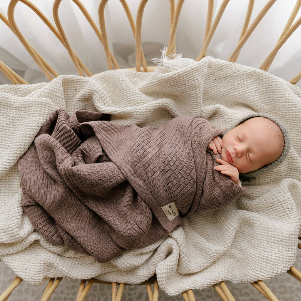 NEW! 100% Luxury Organic Cotton Ribbed Baby Swaddle Blanket
