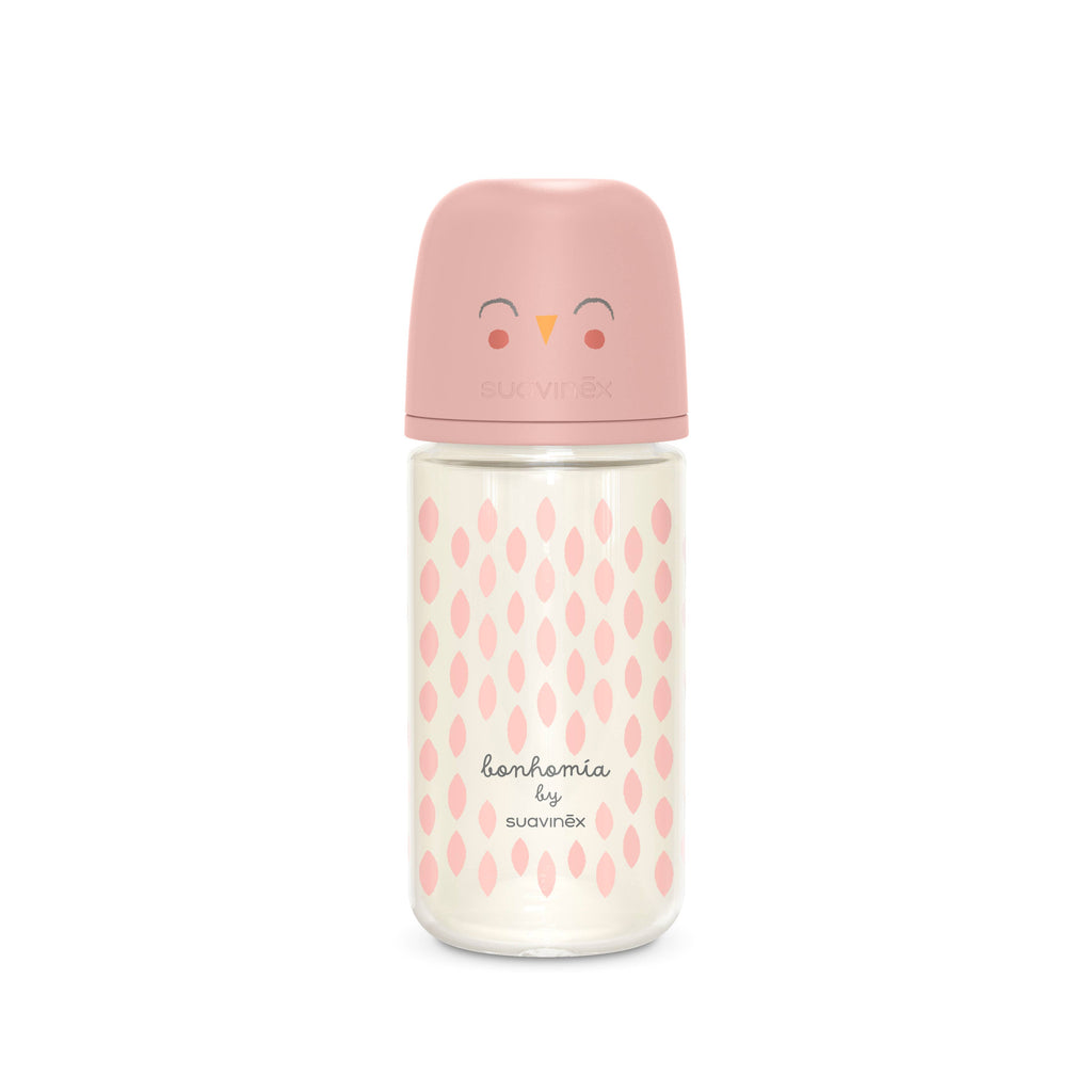 Suavinex Bonhomia SX PRO™ 8oz Glass Bottle, Medium Flow-Pink