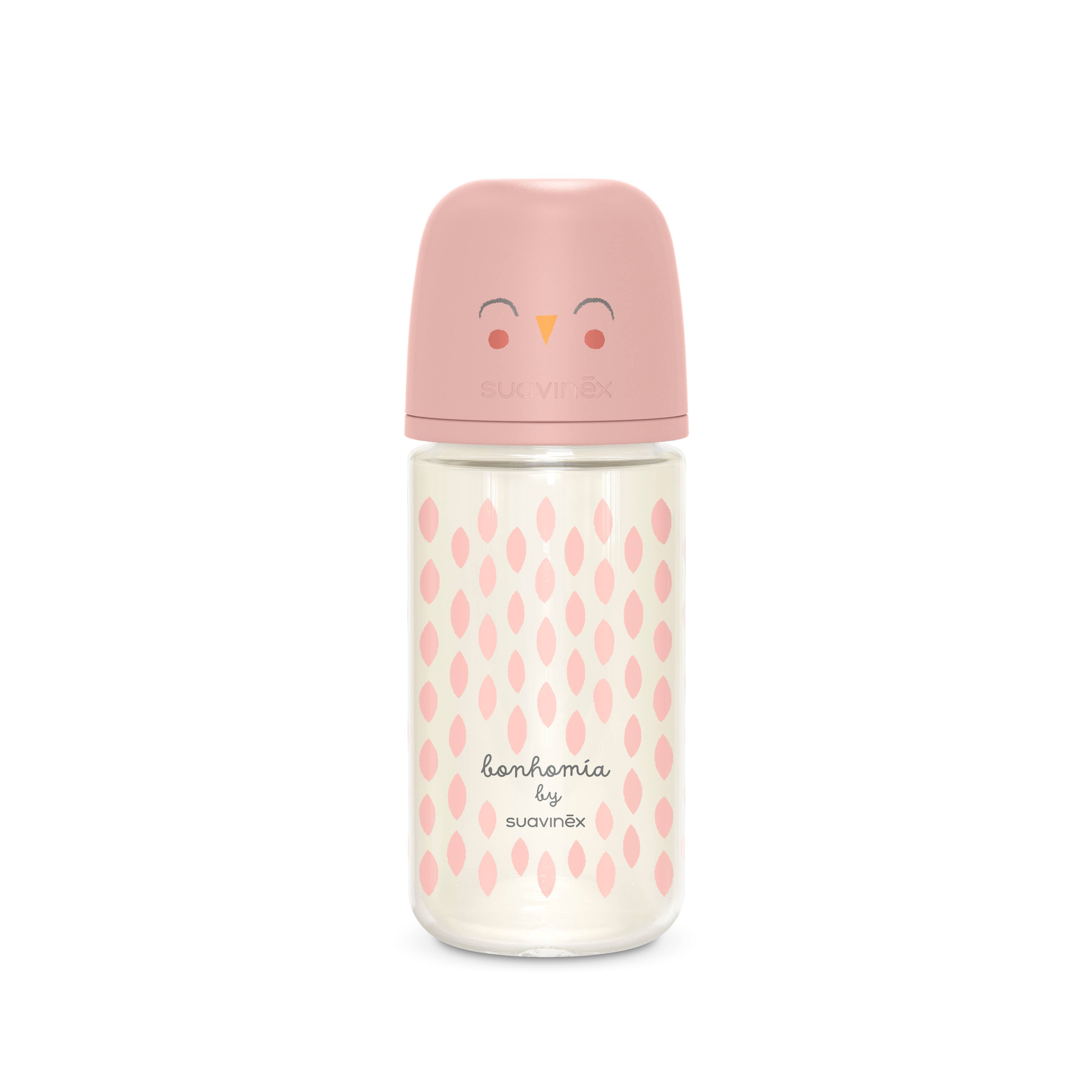 Suavinex Bonhomia SX PRO™ 8oz Glass Bottle, Medium Flow-Pink