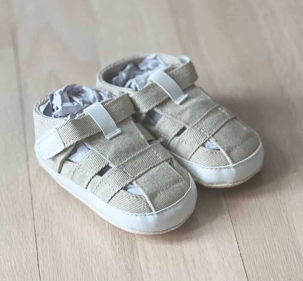 Baby Boys Beige Soft-Sole Sandals