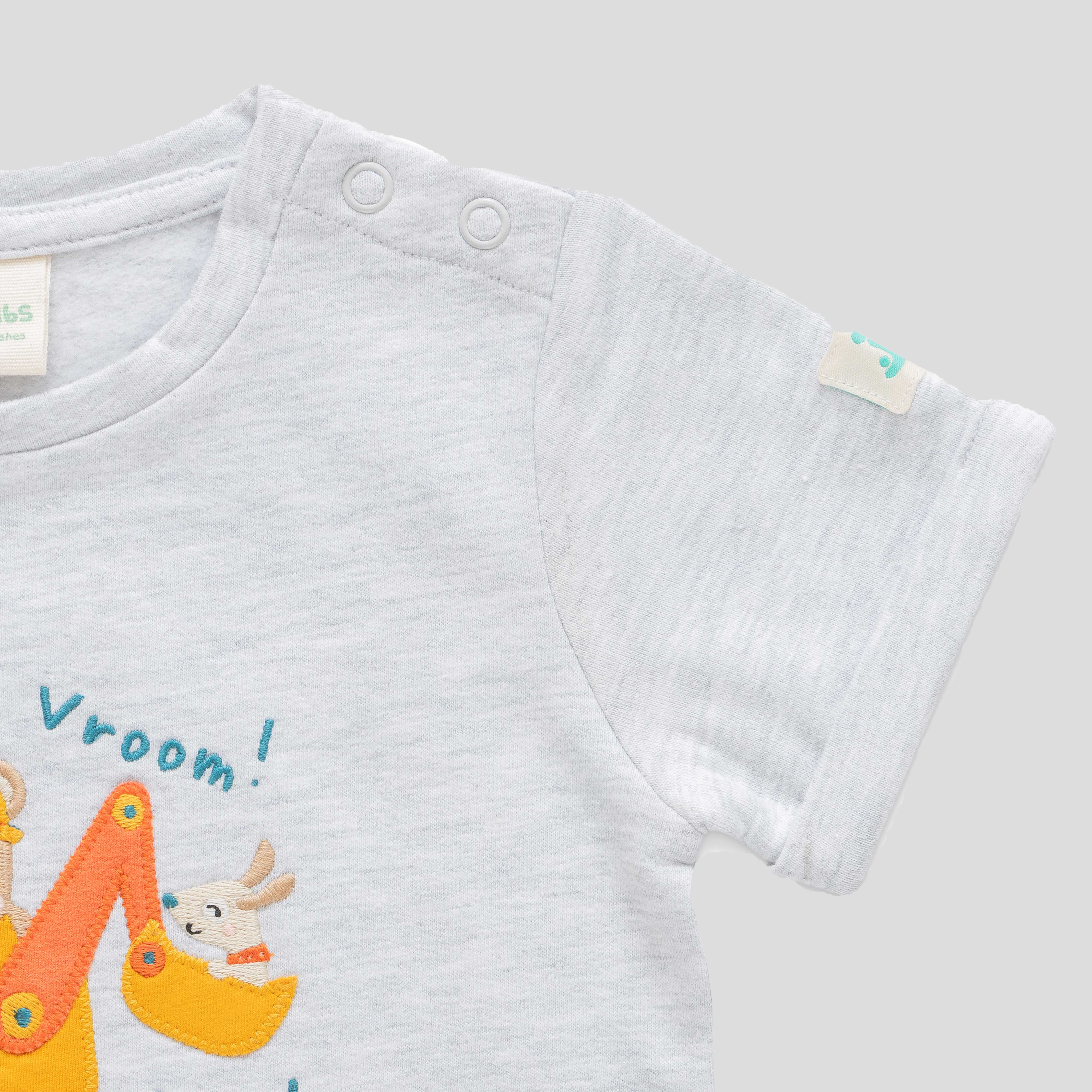 Excavator T-Shirt and Shorts Set for Toddler Boys: 3-4 Yrs