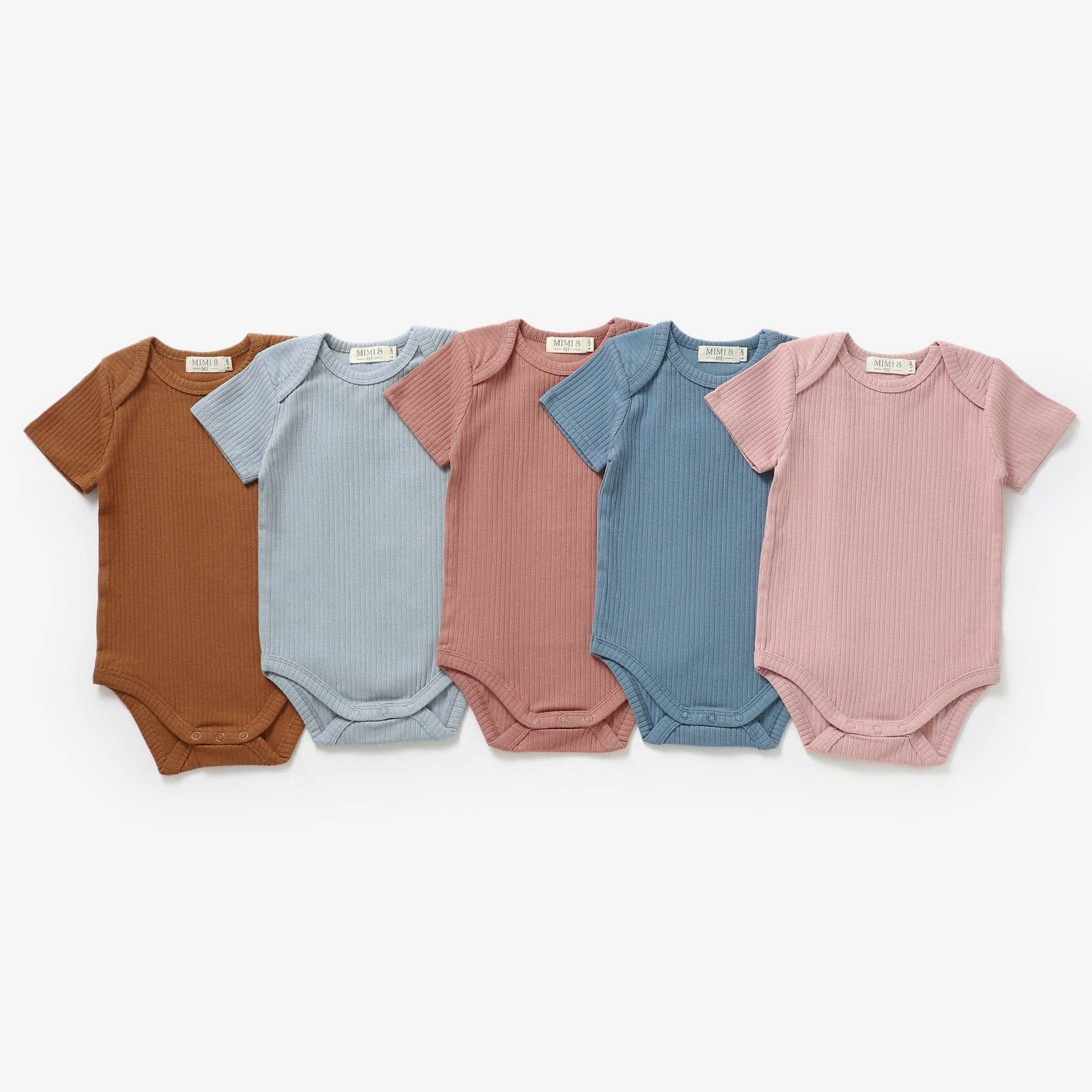 Short sleeved organic cotton bodysuit- The Bobbi- Dusty Blue