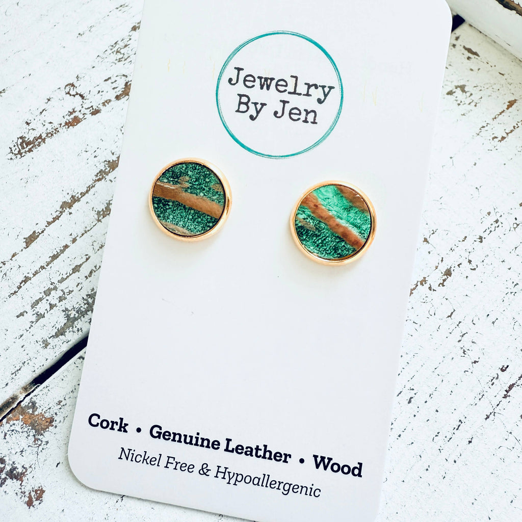 Stud Earrings: Aqua Bronze