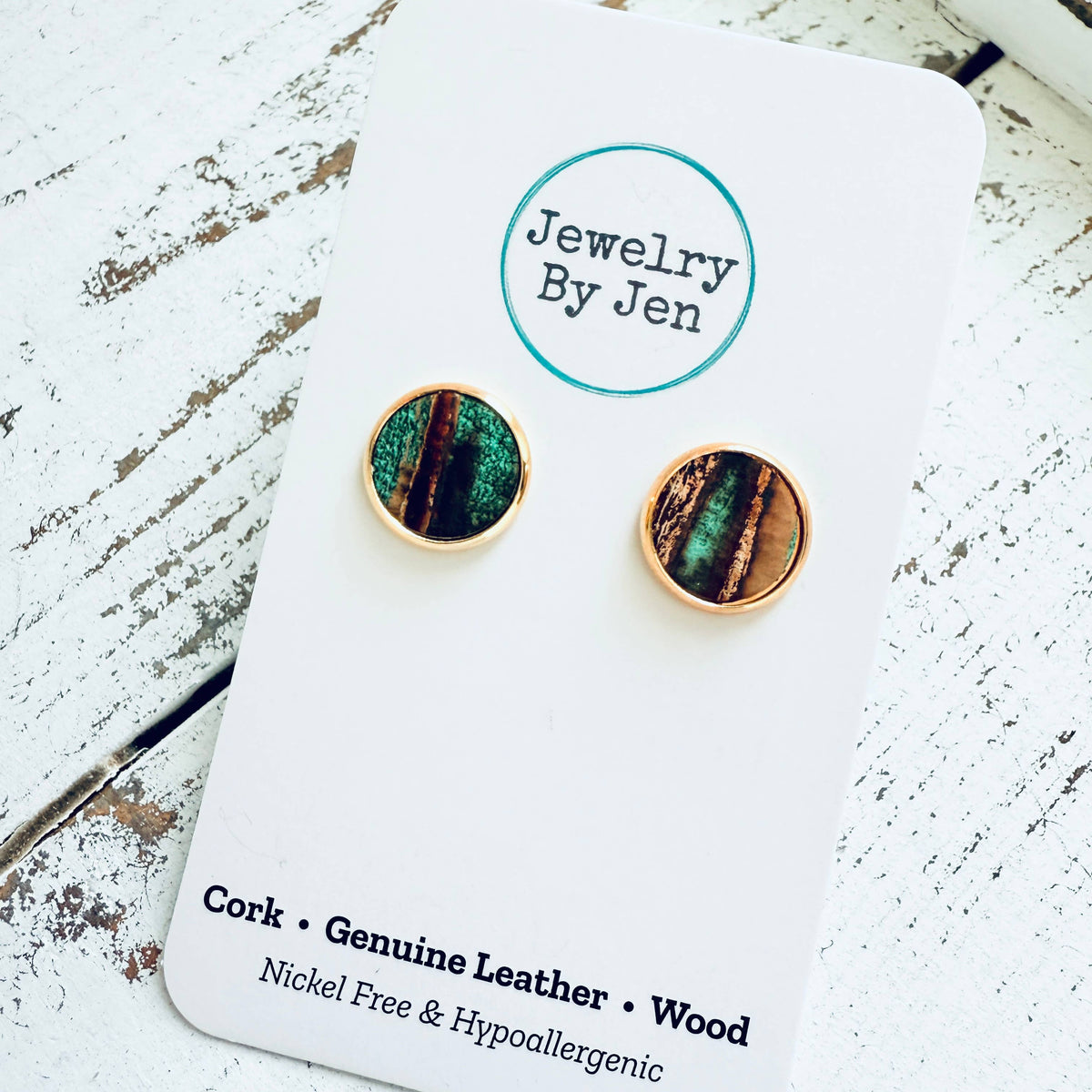 Stud Earrings: Aqua Bronze