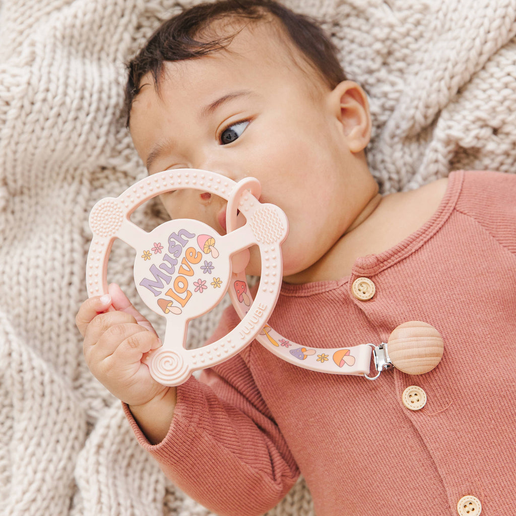 Silicone Teether Ring with Detachable Clip Mushy Love