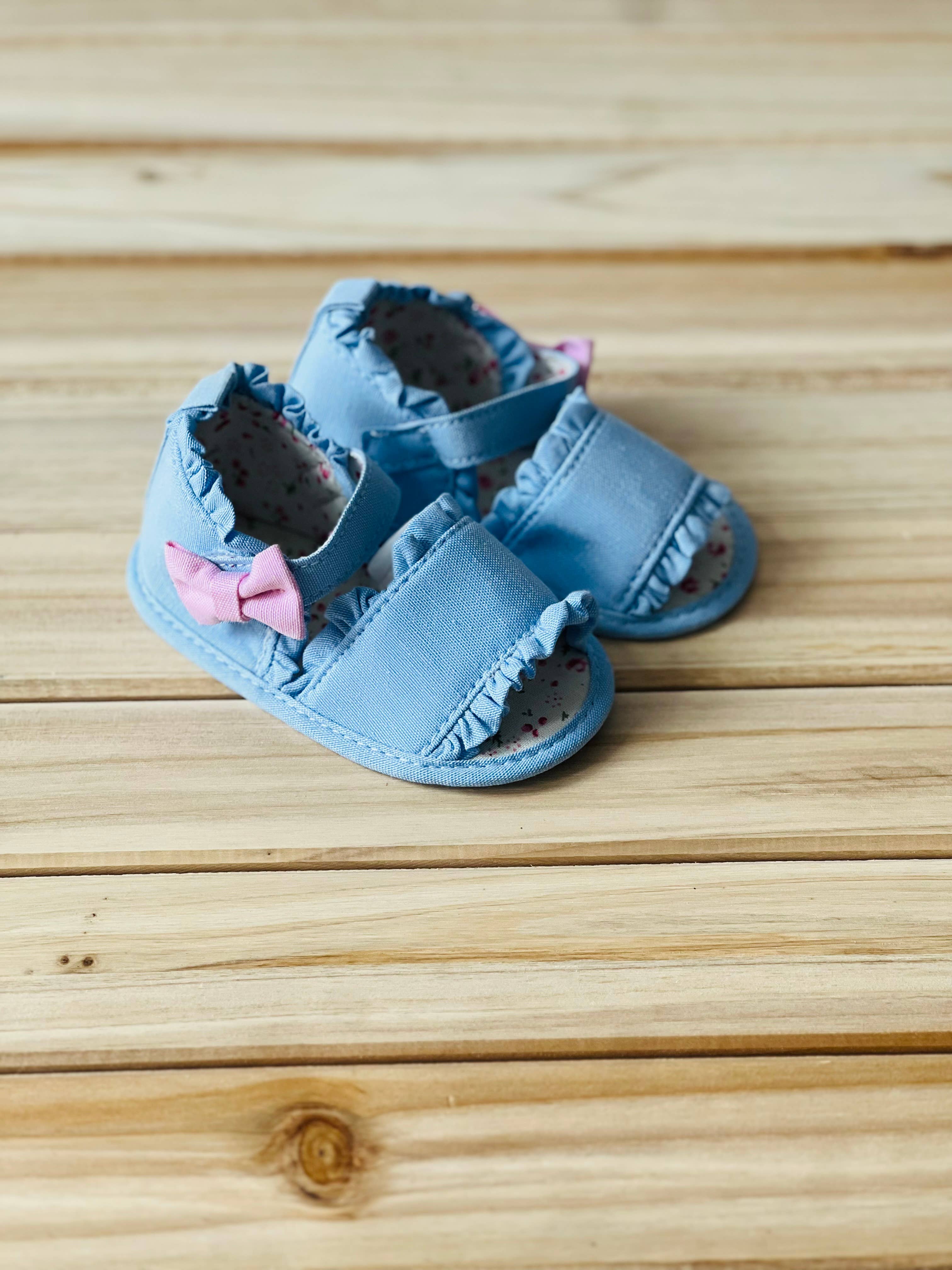Baby Girls Chambray Ruffle Sandals