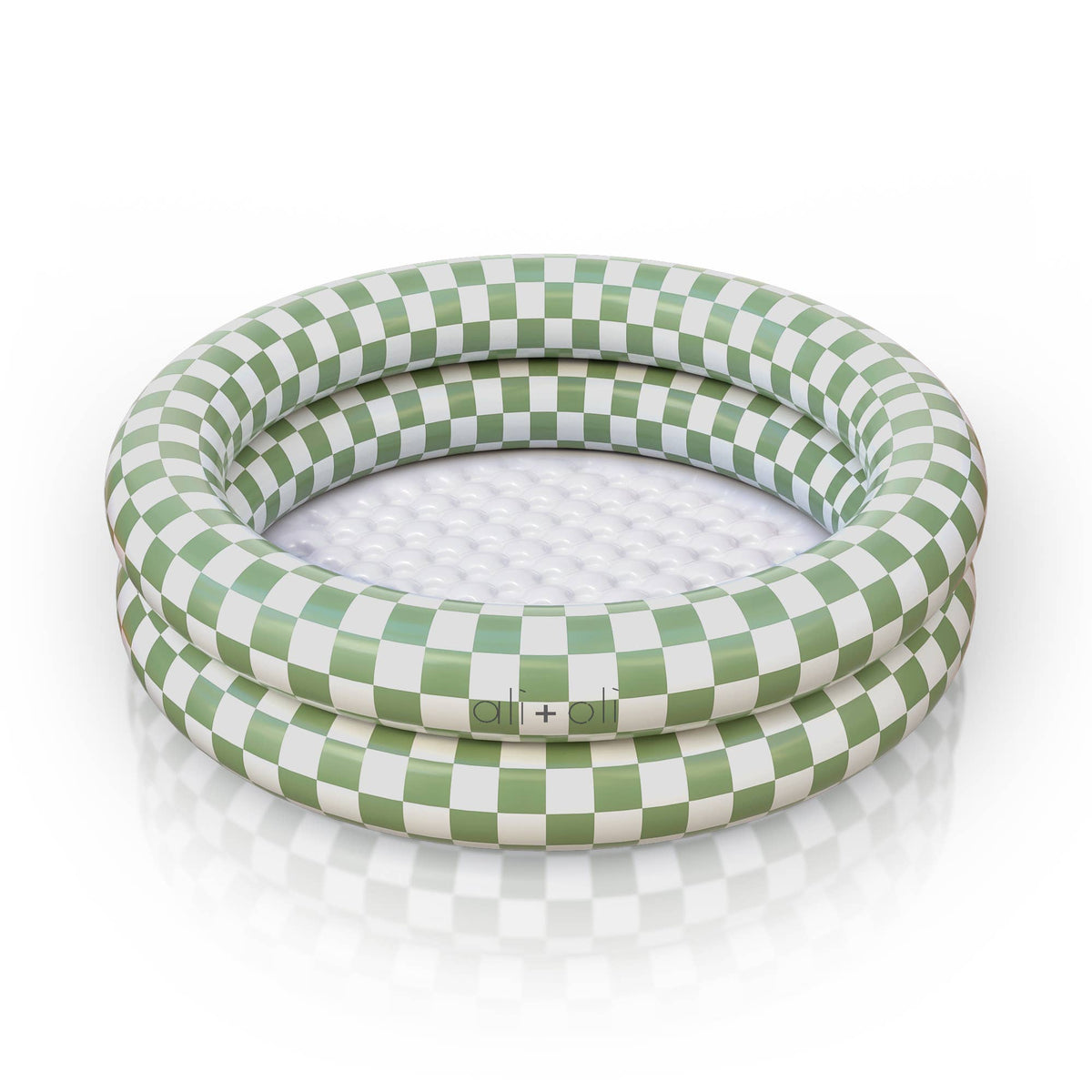 Ali+Oli Two-Ring Inflatable Kiddie Pool (Green Checkers)