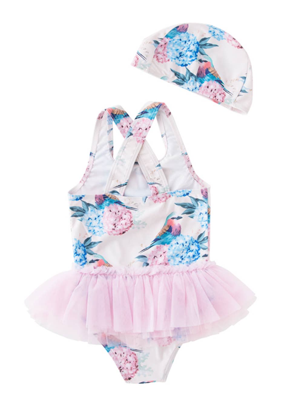 Hydrangea & Birdle Tulle One-Piece Girl Ballerina Swimsuit