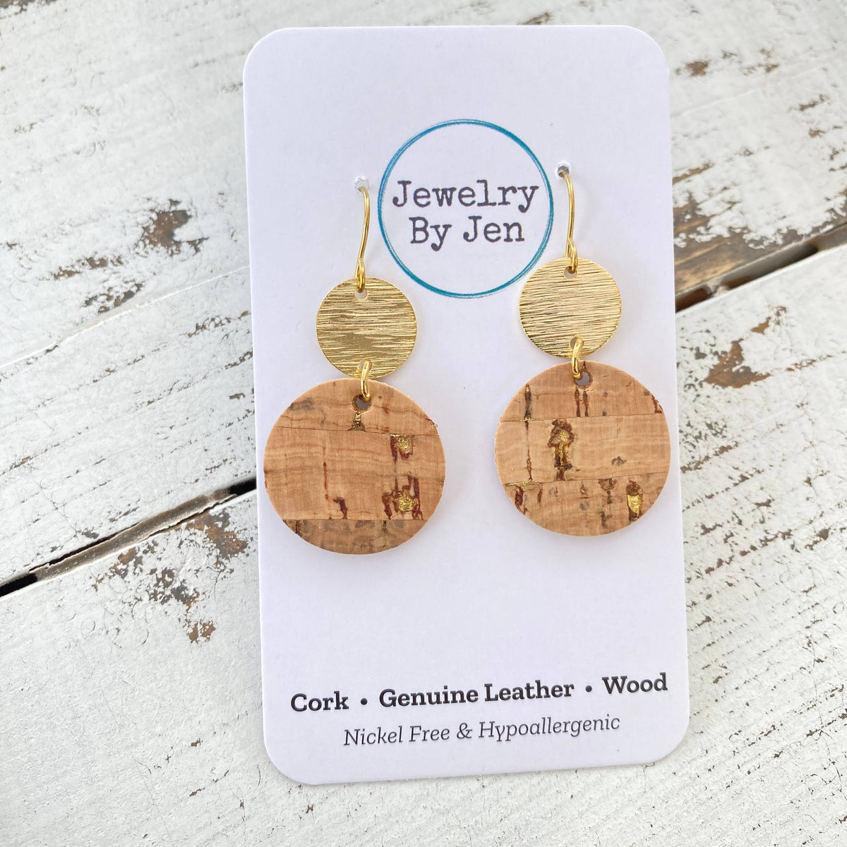Cork w/Gold Accent  Earrings