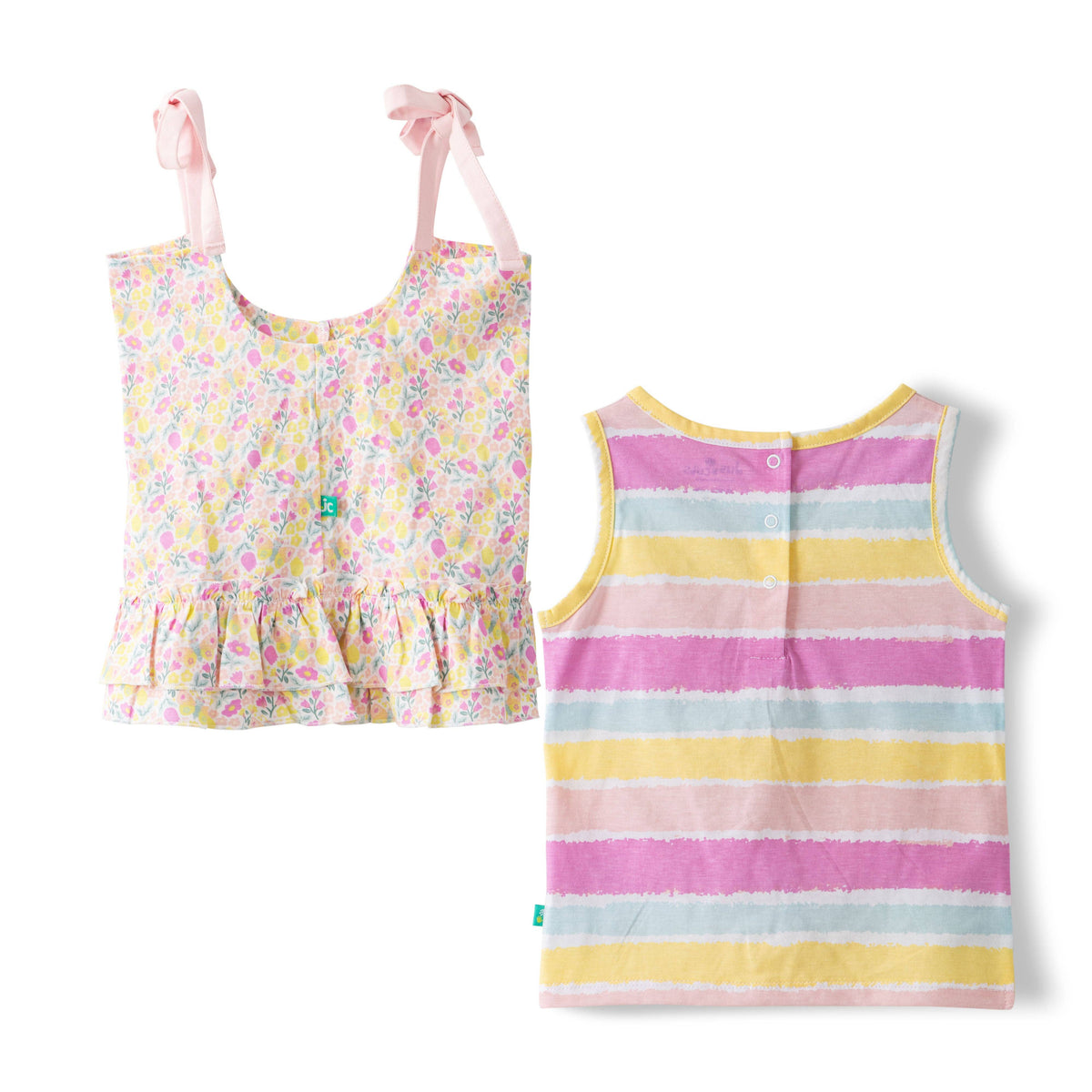 Organic Toddler Girls’ Floral & Striped Sleeveless Top Set