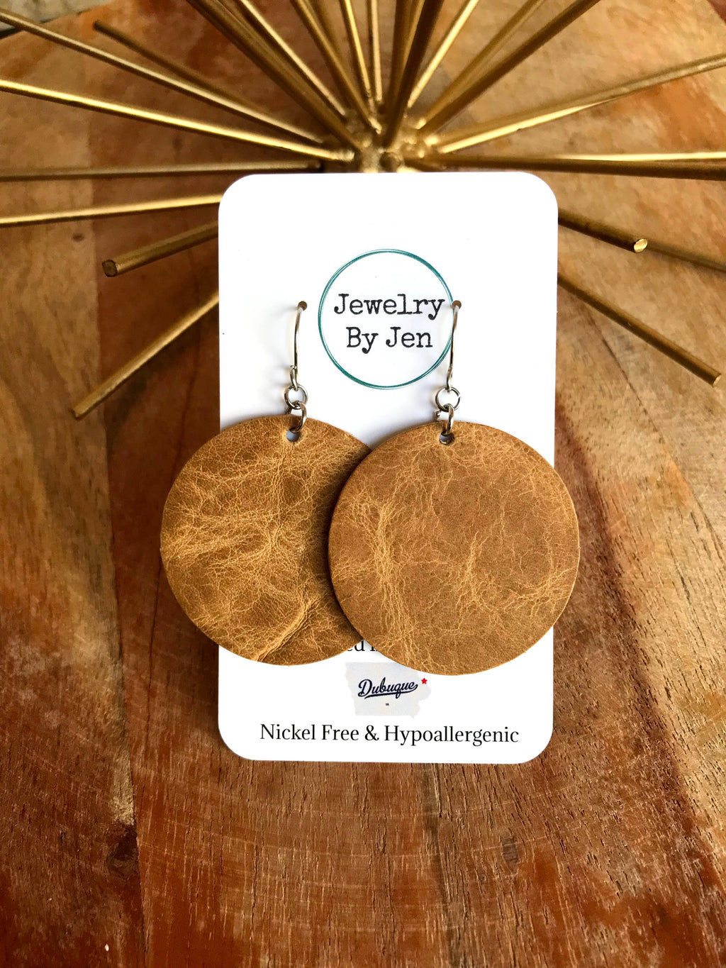 Circle Earrings: Weathered Tan