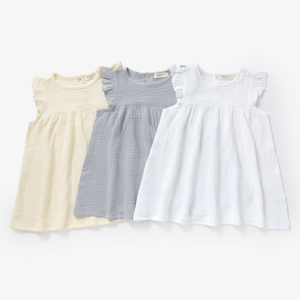The Charlotte - Cream -Organic Muslin Sleeveless Dress