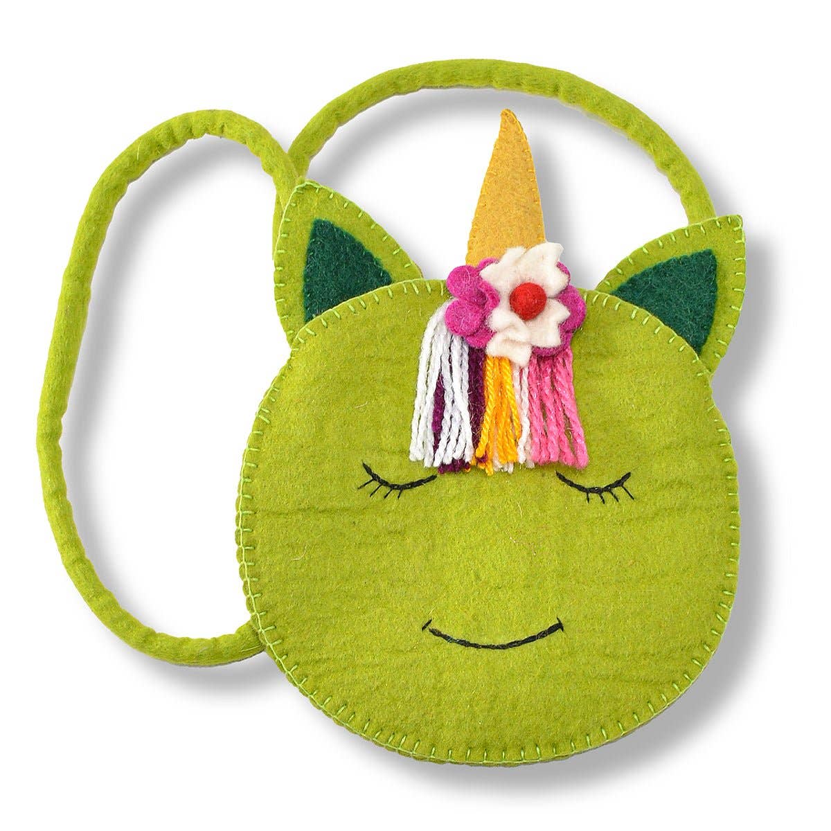 Felted Round Face Unicorn Shape Cross-body Bag