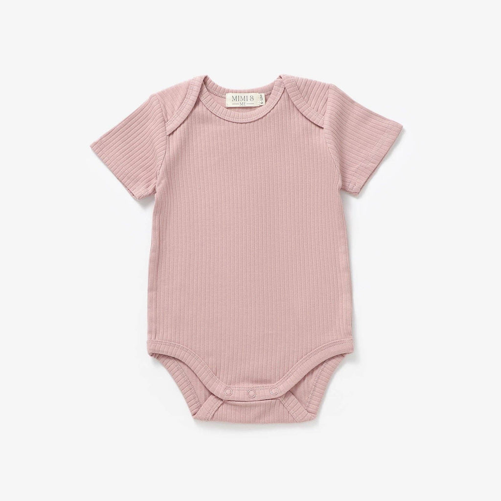 Short sleeved organic cotton bodysuit-The Bobbi-Peony