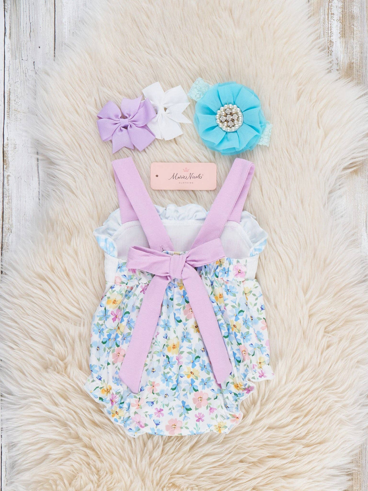 MAMA'S GIRL Petal Hem Smocked Ruffle Bubble Romper