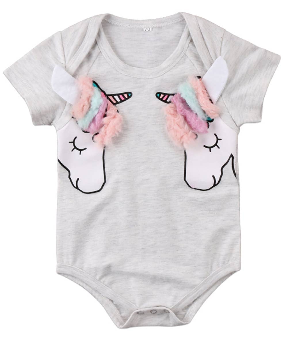Grey Unicorn Baby Bodysuit