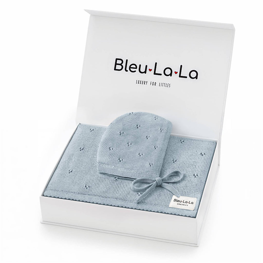 100% Organic Cotton Luxury Organic Blanket + Hat Gift Set