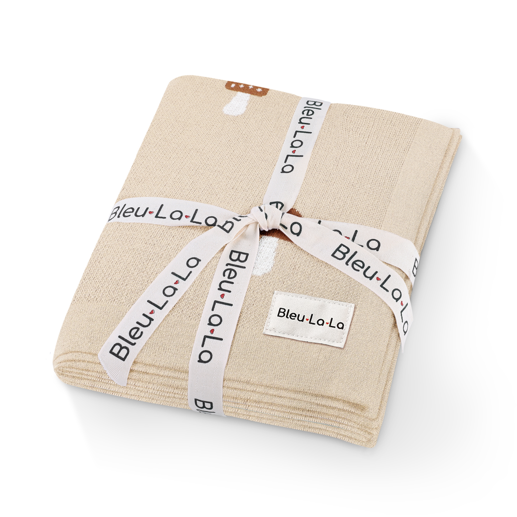 100% Luxury Cotton Swaddle Receiving Baby Blanket - Mushroom