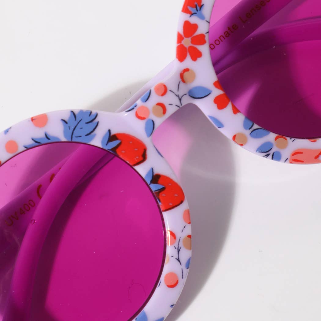 Girls Floral Round Frame Sunglasses