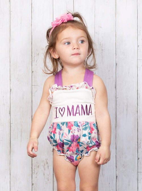 "I Love Mama" Floral Bubble Romper