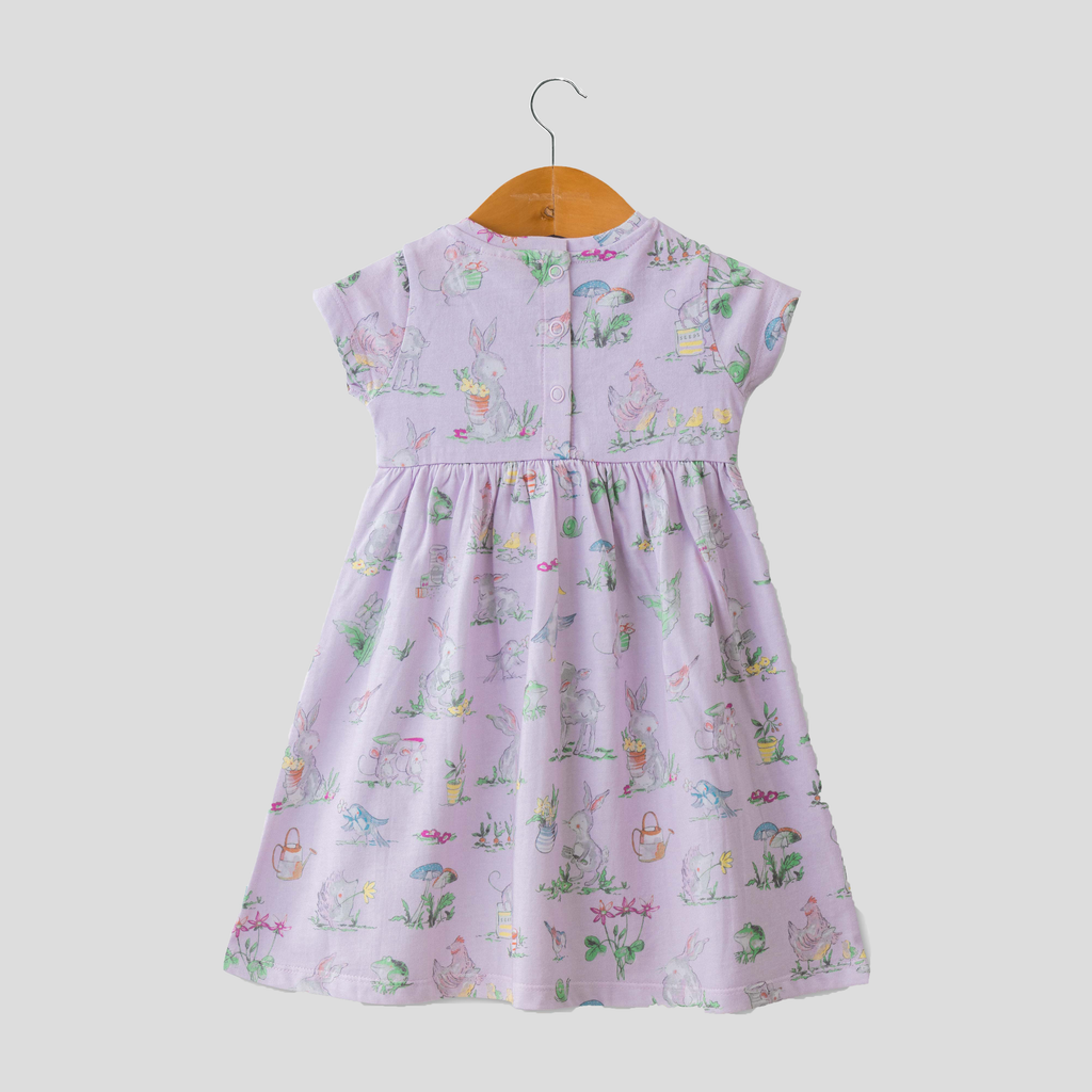 Rabbit Flair Dress with Bow for Toddler - Lavender