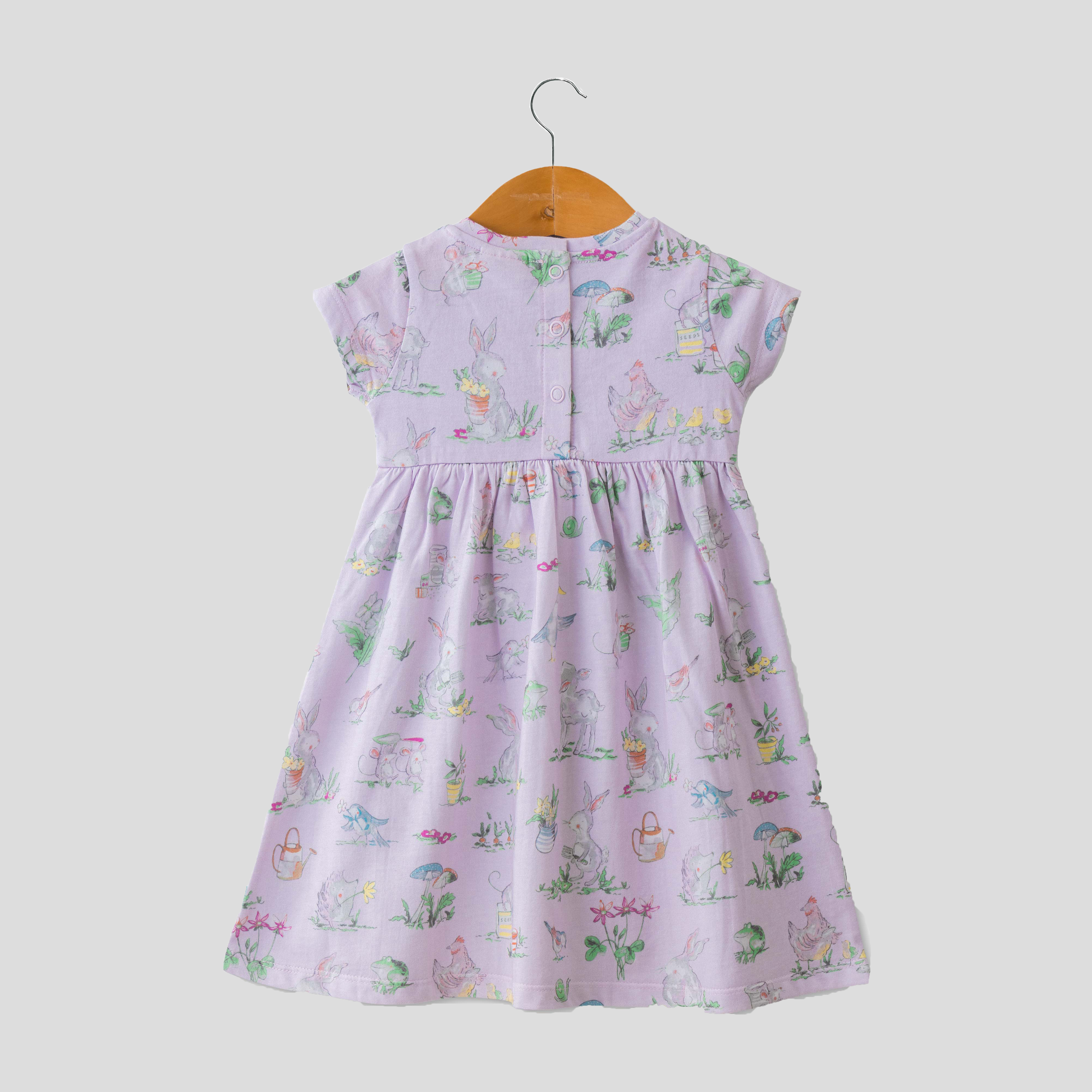 Rabbit Flair Dress with Bow for Toddler - Lavender