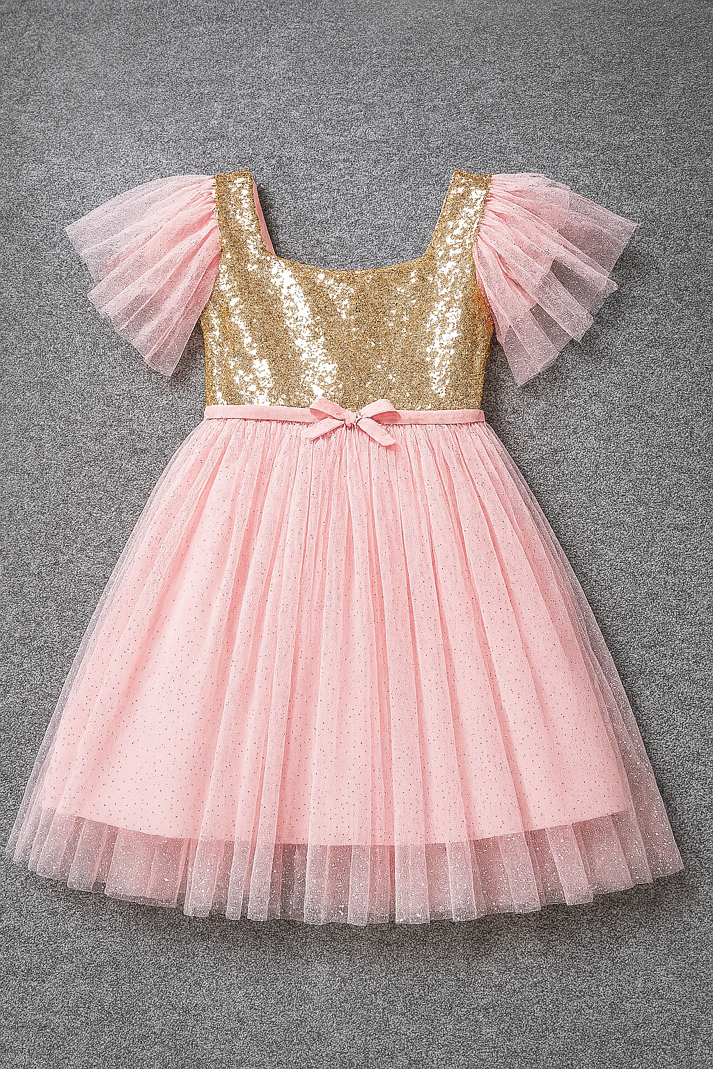 Gold Sequin Pink Girl Dress