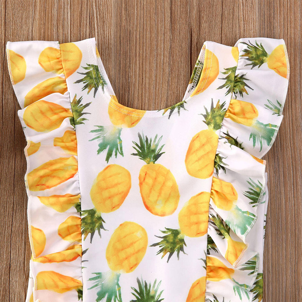 Yello Pineapple Ruffle 1-Piece Girl Swimsuit