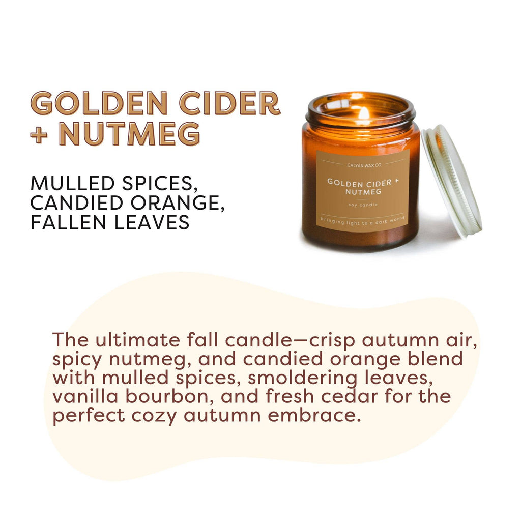Golden Cider + Nutmeg - Mini Amber Jar Soy Candle