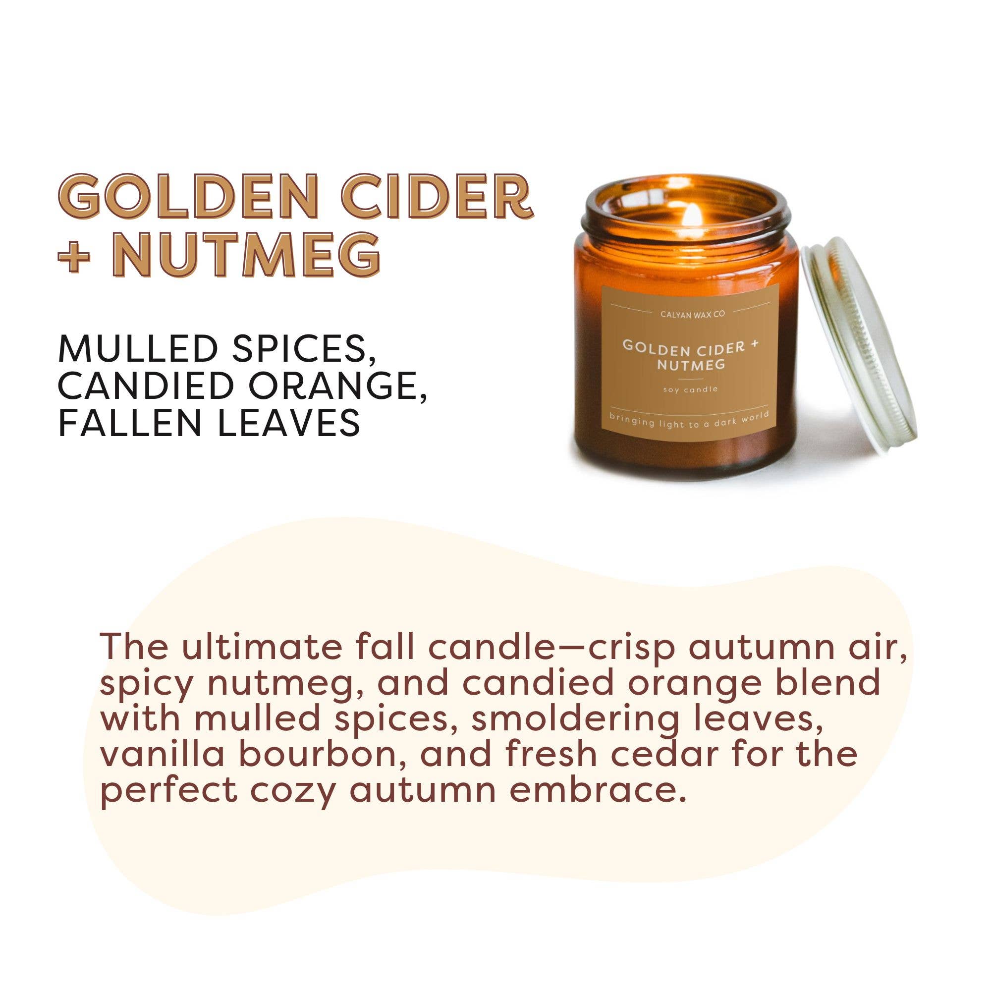 Golden Cider + Nutmeg - Mini Amber Jar Soy Candle