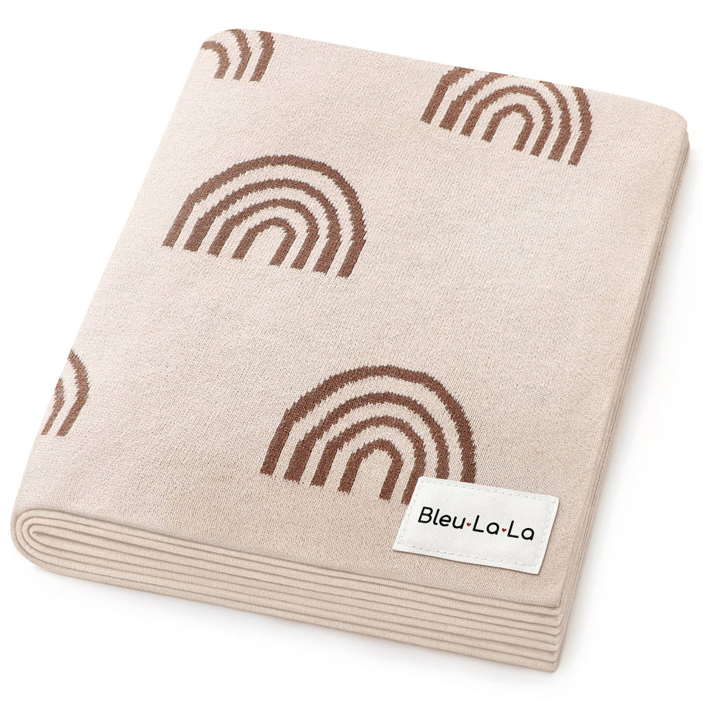 100% Luxury Cotton Swaddle Receiving Baby Blanket - Rainbow