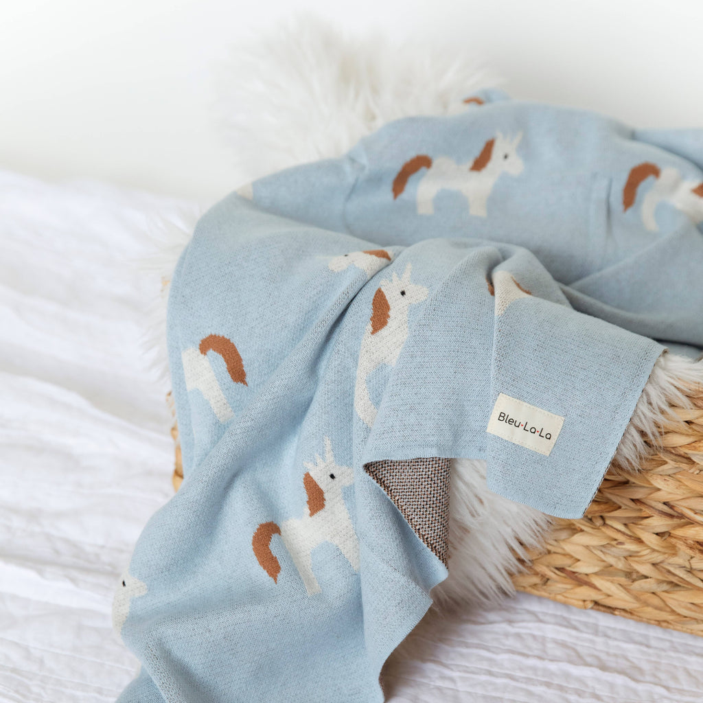 100% Luxury Cotton Swaddle Receiving Baby Blanket - Unicorn