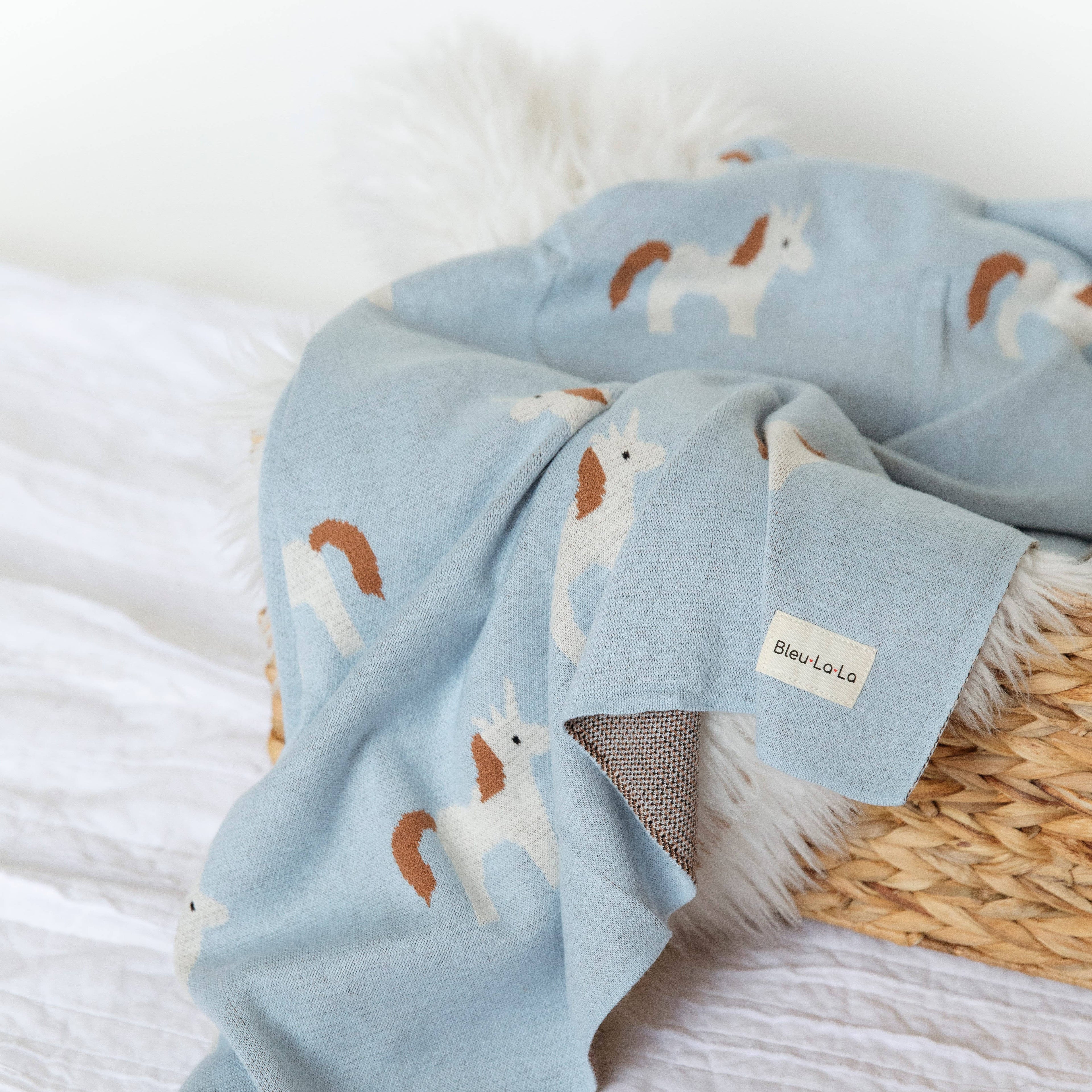 100% Luxury Cotton Swaddle Receiving Baby Blanket - Unicorn