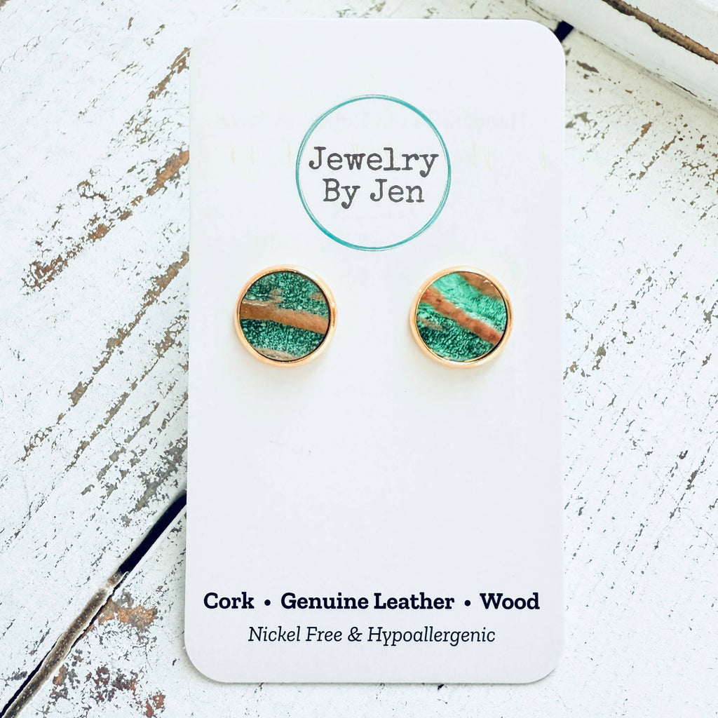 Stud Earrings: Aqua Bronze