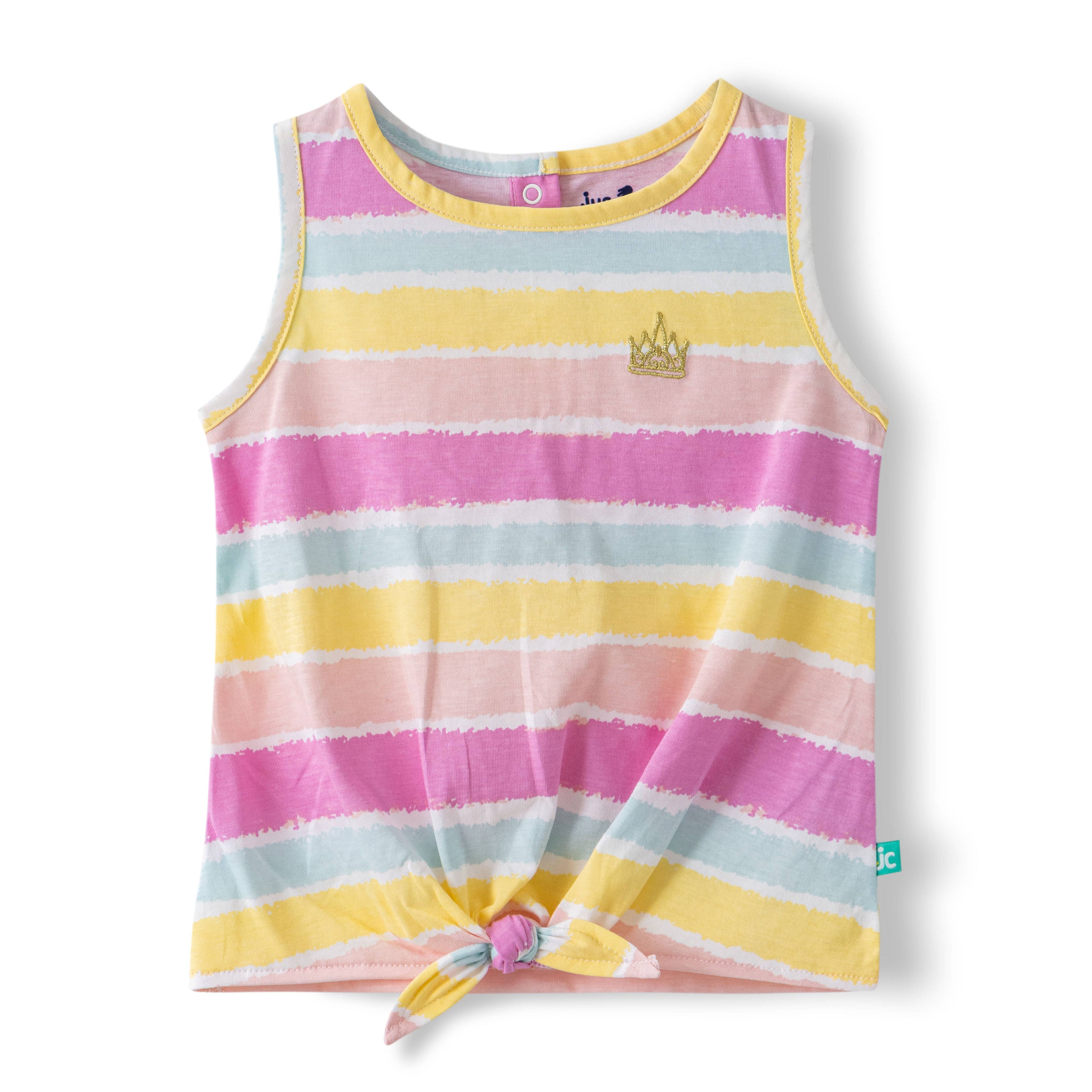 Organic Toddler Girls’ Floral & Striped Sleeveless Top Set